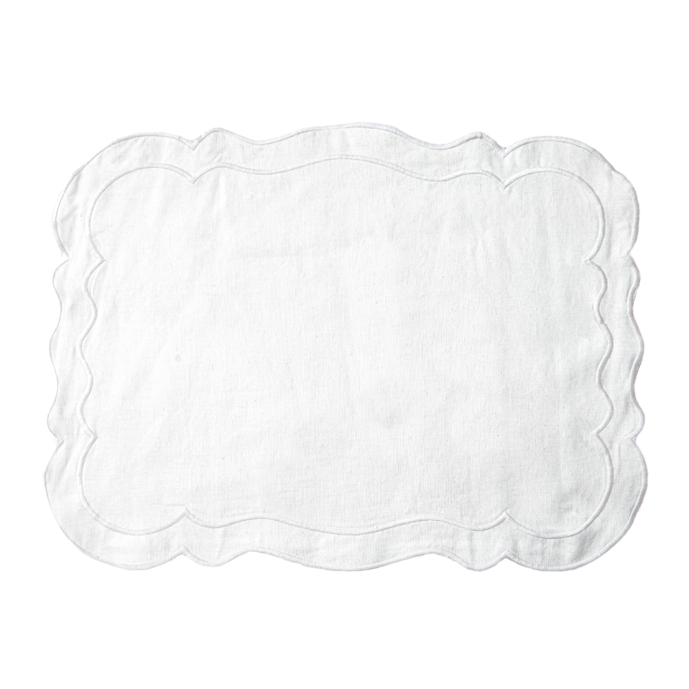 Set of Embroidered Dot Placemats Cream White Festive Elegance