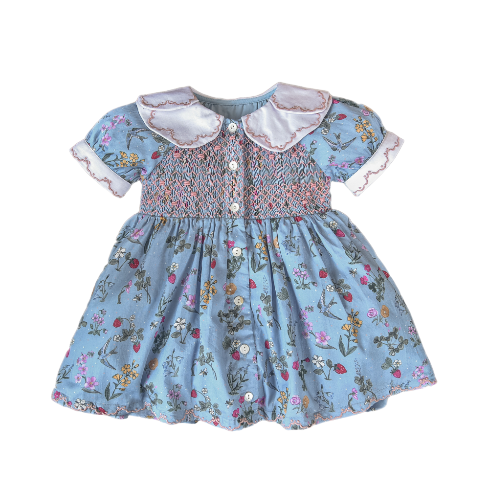 Meg Dress Sky Blue | Hand-smocked cotton summer dress for girls Meg Dress Sky Blue | Hand-smocked cotton summer dress for girls