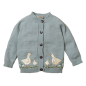 Spring Geese cardigan (Cotton) - Duck Blue