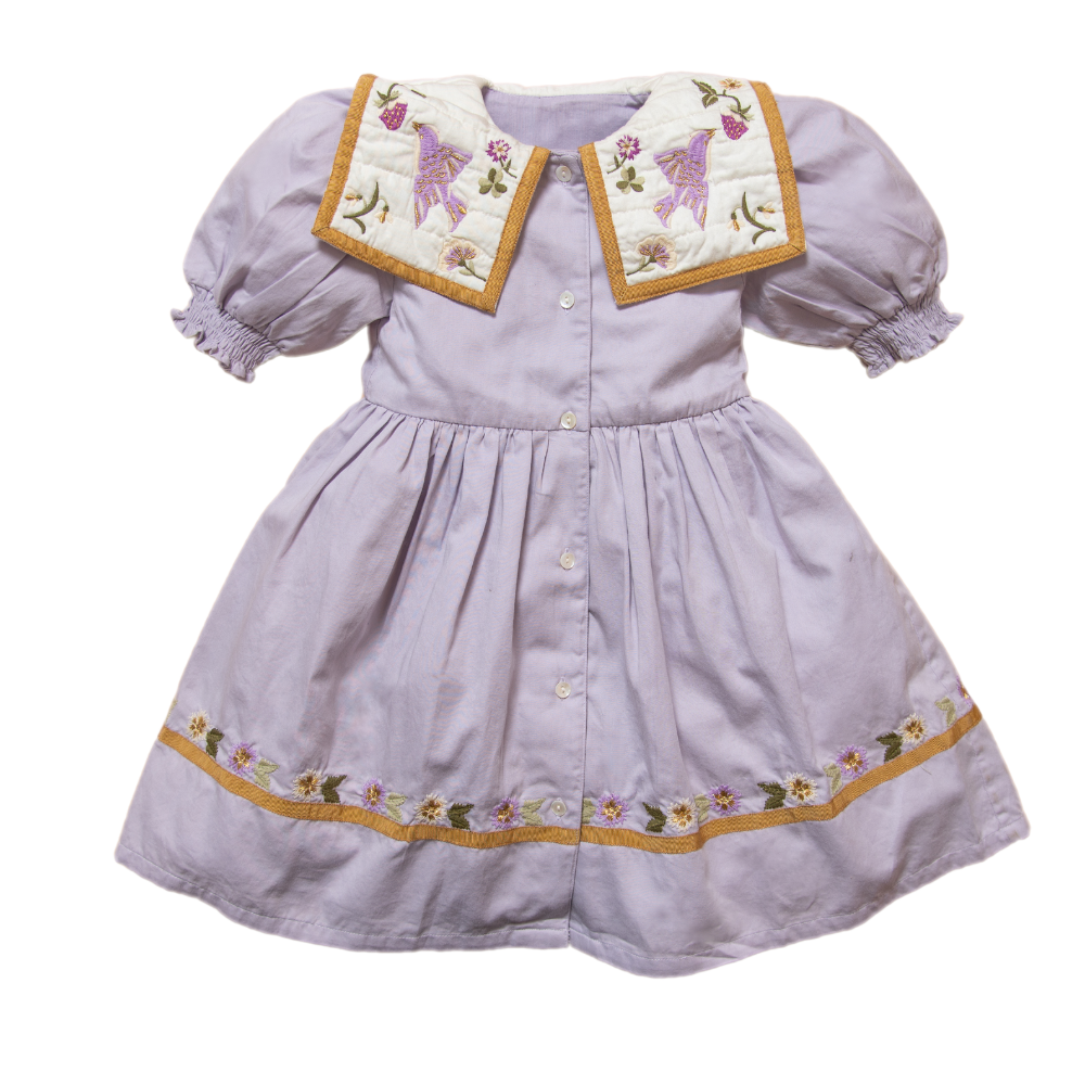 Birdie Bliss Dress - Lilac with Bird & Floral Embroidery Birdie Bliss Dress - Lilac with Bird & Floral Embroidery