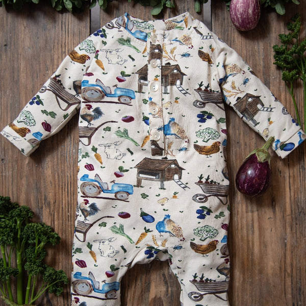 Little farm jersey pyjamas - Cream