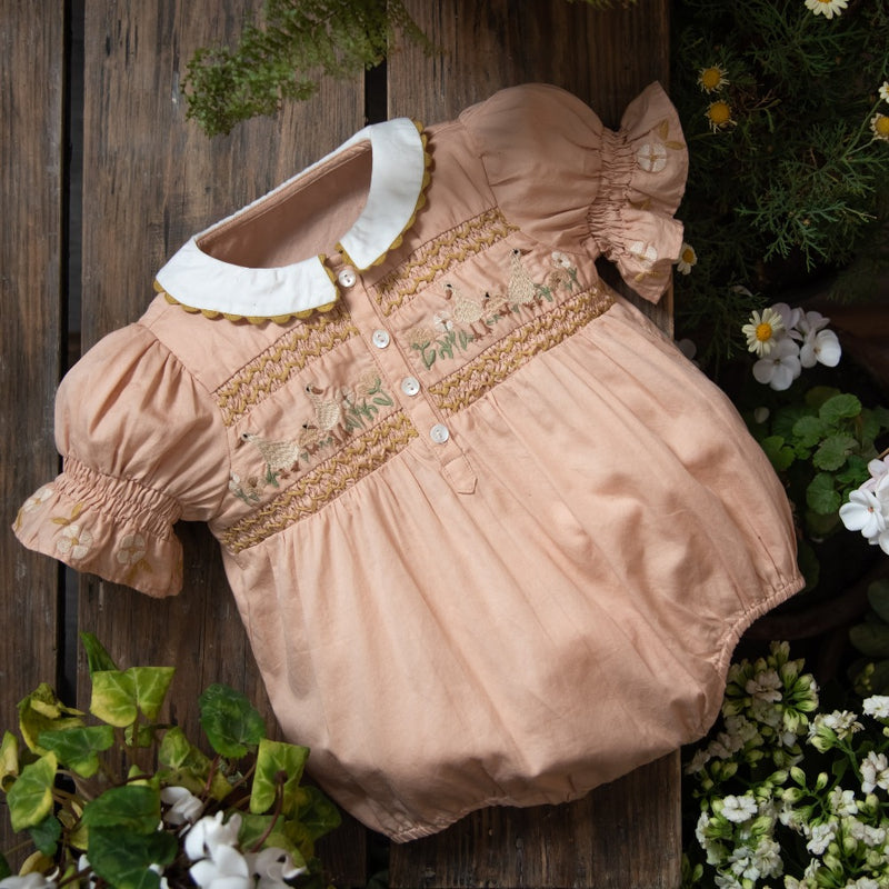 Spring Geese romper - Apricot