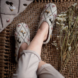 Embroidered Blooms slippers (Women) - Cream