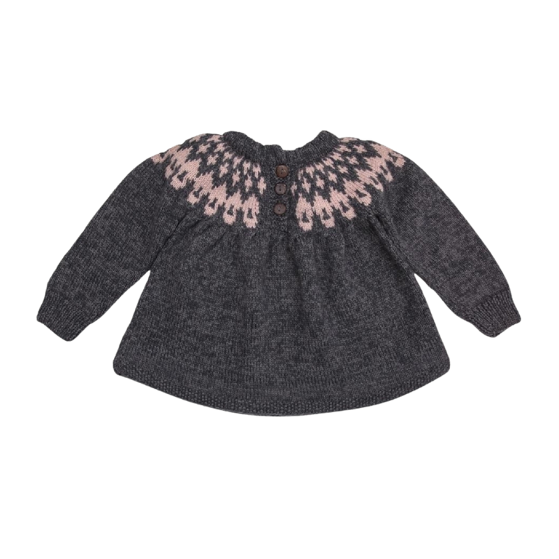 Icelandic sweater - Dark Grey & Dusty Pink