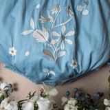 blue sewn romper for baby