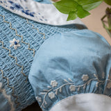 blue sewn romper for baby