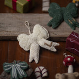 white personalized bow ornament