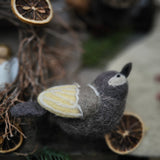 Christmas Ornament Bird - Dark grey and yellow