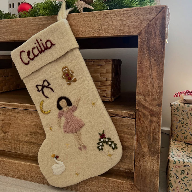 personalized felt ballerina stocking for christmas