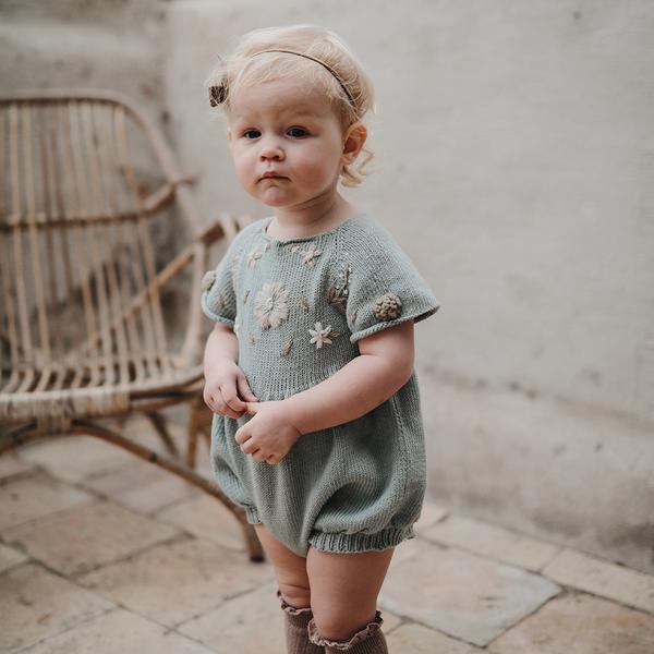 Flora romper (Cotton) - Duck Blue