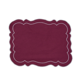 Embroidered Dot placemat in grape color featuring delicate embroidered dots, a flowing wave pattern, and elegantly scalloped edges, adding sophistication and festive charm to your table setting.