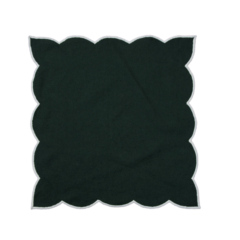 Set of 6 Heirloom Scalloped Napkins - Green