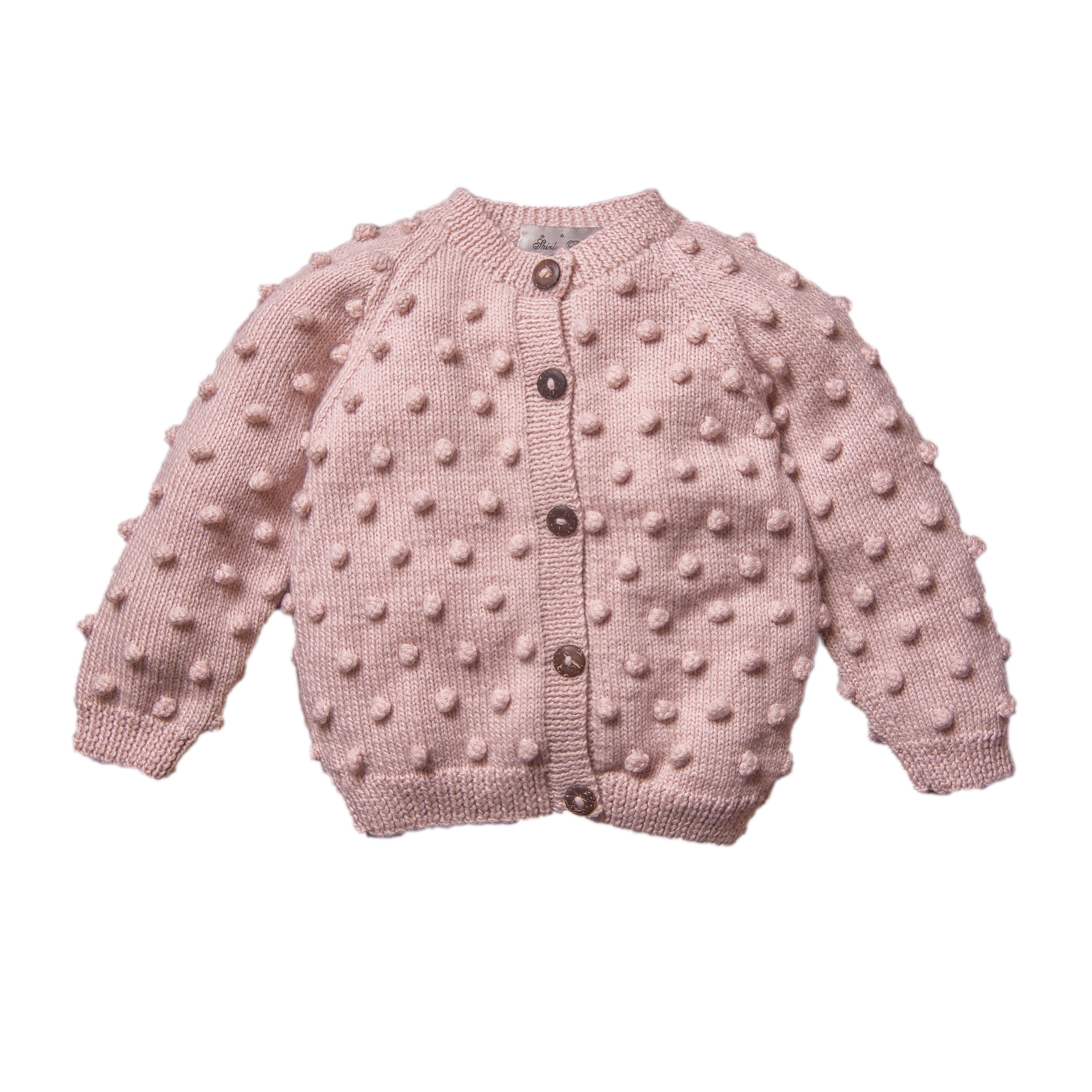 Bubble Cardigan – Dusty Pink Wool baby cardigan by Shirley Bredal