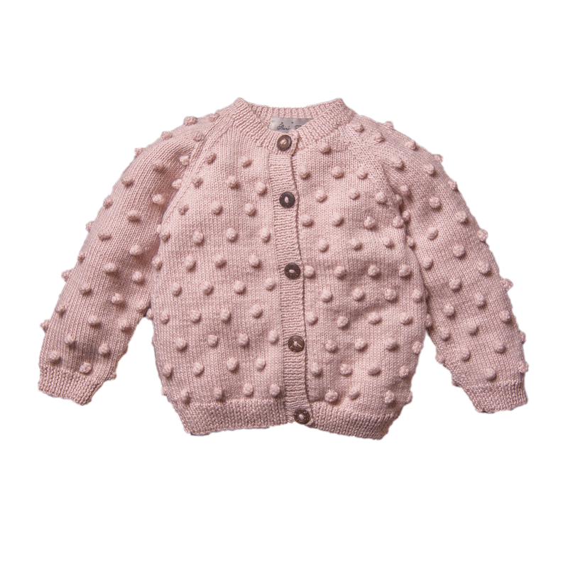 Bubble Cardigan – Dusty Pink Wool baby cardigan by Shirley Bredal
