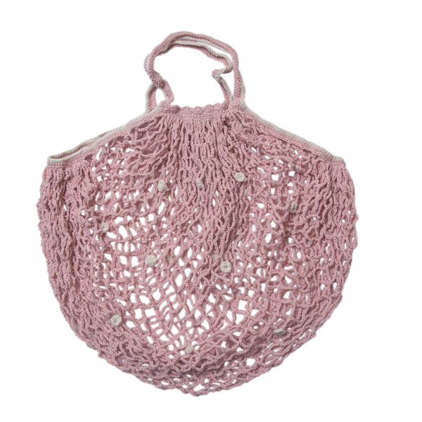 Crochet Shopper (Mama) - Pink with White dots