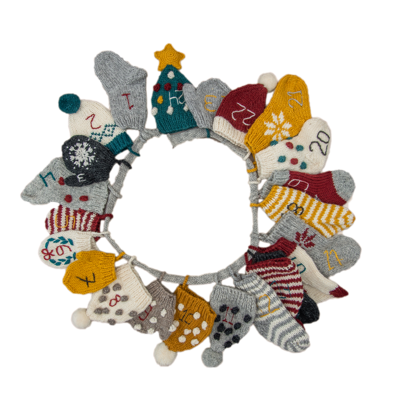 Handmade Multicolor Wool Advent Calendar | Handcrafted Wool Decor Handmade Multicolor Wool Advent Calendar | Handcrafted Wool Decor