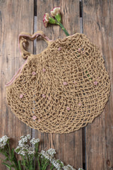 Crochet Shopper (Mama) - Masala with Pink dots