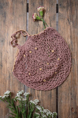 Crochet Shopper (Mama) - Pink with Mustard dots