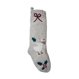 Goose stocking in Rye color with hand-embroidered Christmas goose and scarf, showcasing traditional festive design.