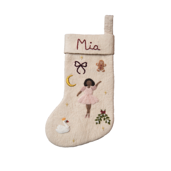 Personalized Ballerina Stocking, Cream White - Skin color 2