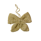 knitted gold mini bow ornament