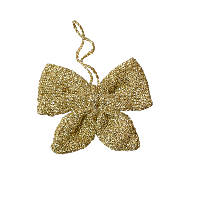 knitted gold mini bow ornament