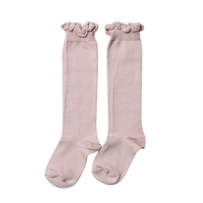 Knee high Sock with Lace - Rose