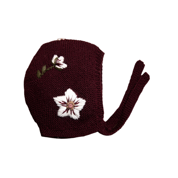 hellebores bonnet for kids and baby in grape color