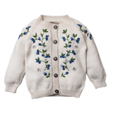 knitted and embroidered blueberries cardigan
