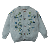 Blueberries cardigan (Cotton) - Duck Blue
