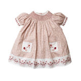 pink sewn dress for kids with handcrafted details