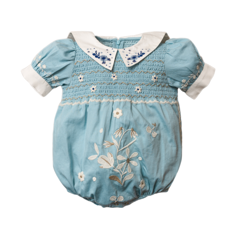 blue sewn romper for baby