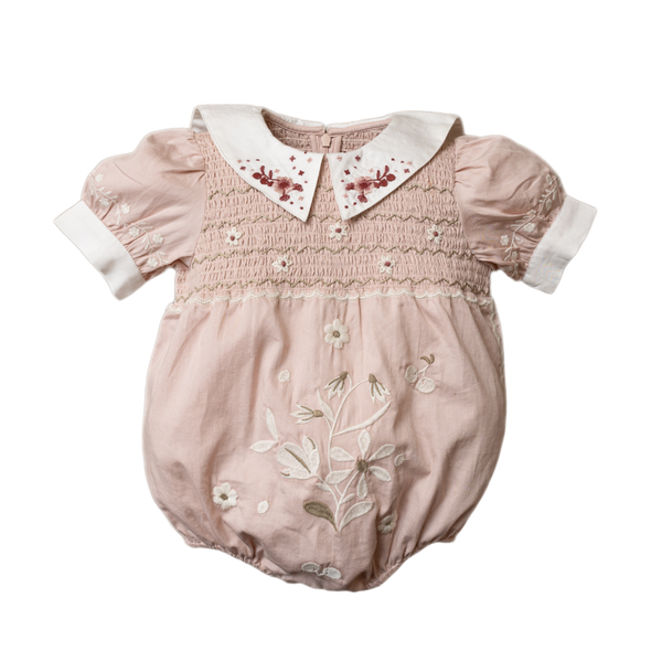 sewn pink baby romper