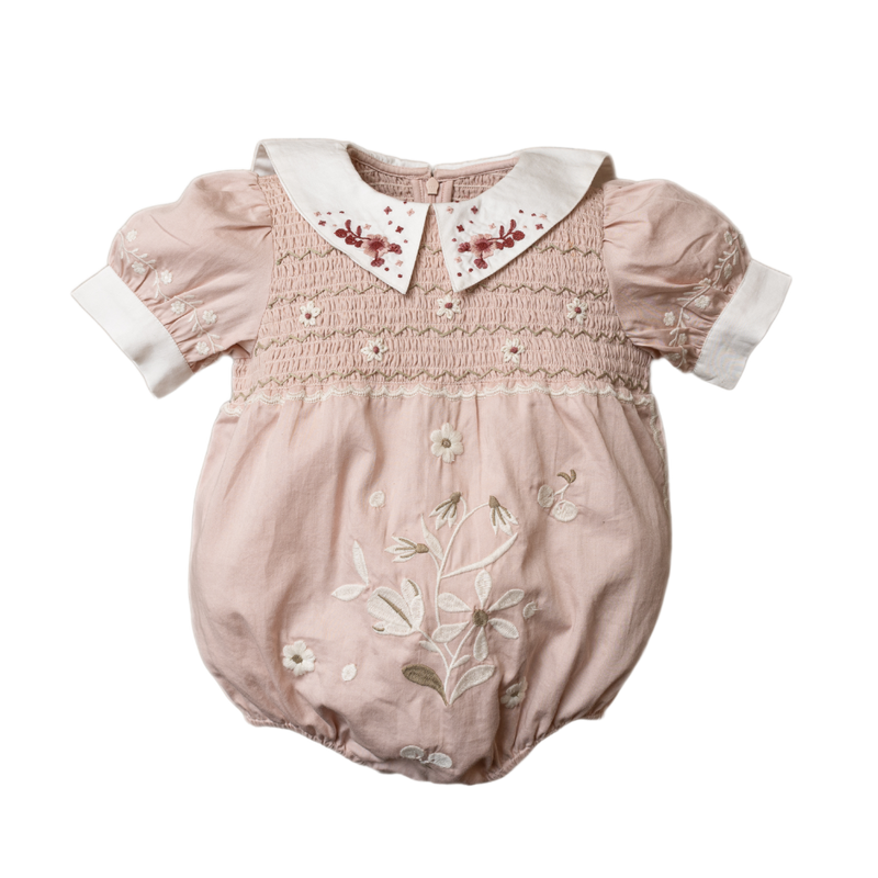 sewn pink baby romper