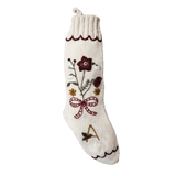 Personalized Holiday Hellebore Stocking - Cream White
