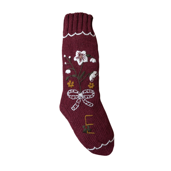 Personalized Holiday Hellebore Stocking - Grape