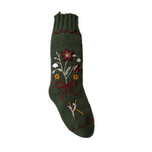 Personalized Holiday Hellebore Stocking - Moss