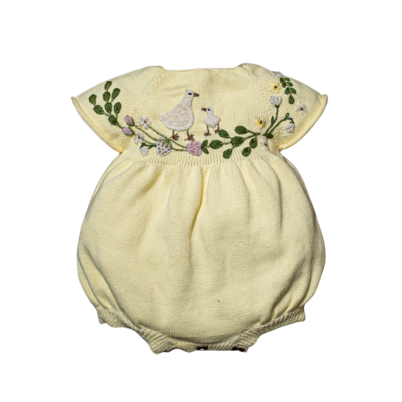 shirley bredal ロンパース 12-18m Spring Geese Cotton Romper Butter Lemon Baby Outfit