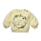 Spring Wreath sweater (Cotton) - Butter Lemon