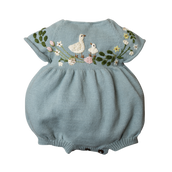Spring Geese romper (Cotton) - Duck Blue