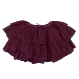 Maroon ruffled skirt on a white background