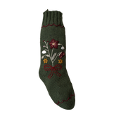 Holiday Hellebore Stocking - Moss