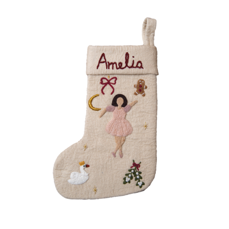 Personalized Ballerina Stocking, Cream White - Skin color 1