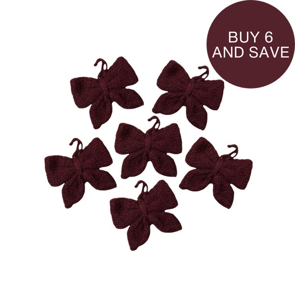 6-Piece Bundle of Little Bow Ornaments - Grape