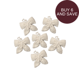 6-Piece Bundle of Little Bow Ornaments - Cream White