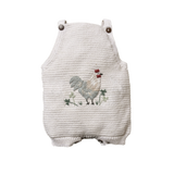 Chicken Romper - Marshmellow, Organic Cotton, Chicken Embroidery, Perfect for Spring & Summer.

