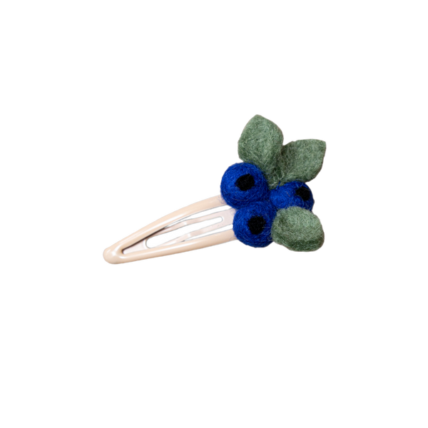 hand felted blueberries hair clip