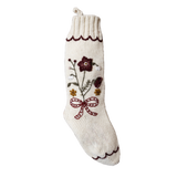 Shirley Bredal white knitted Christmas stocking with floral embroidery