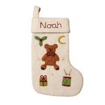 Personalized Teddy Bear Stocking - Cream White