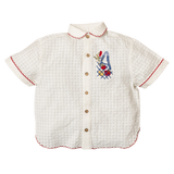 Short-sleeve shirt with embroidery on a white background